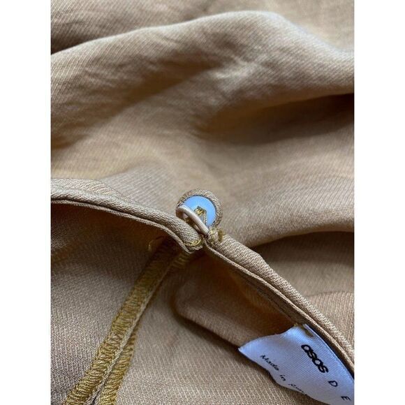 Asos Design Front Tie Cutout Ruched 3/4 Sleeve Mini Dress sz 14 - Picture 10 of 12